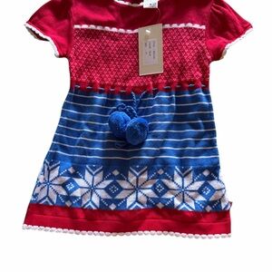 Vibrant Red and Blue Kids Casual Dress